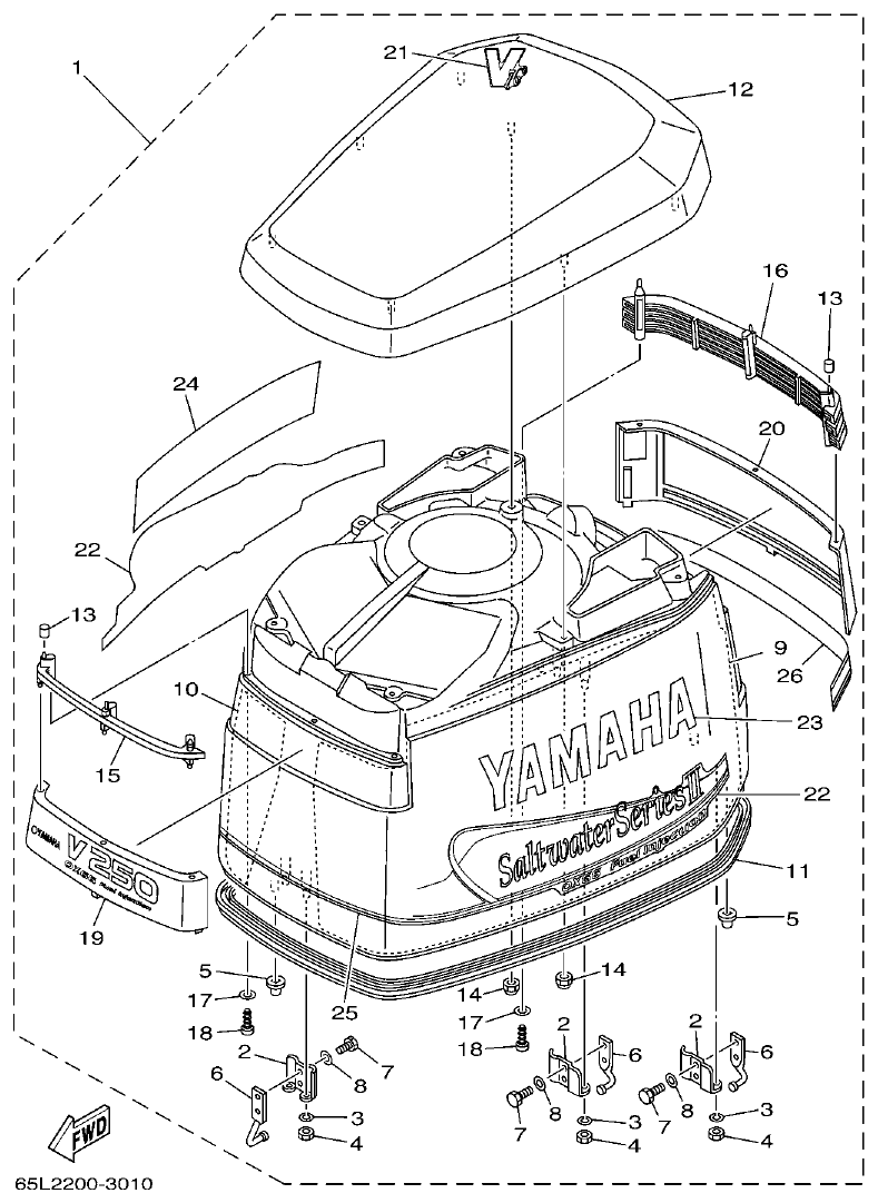 Yamaha 250BETO, L250BETO TOP COWLING parts diagram