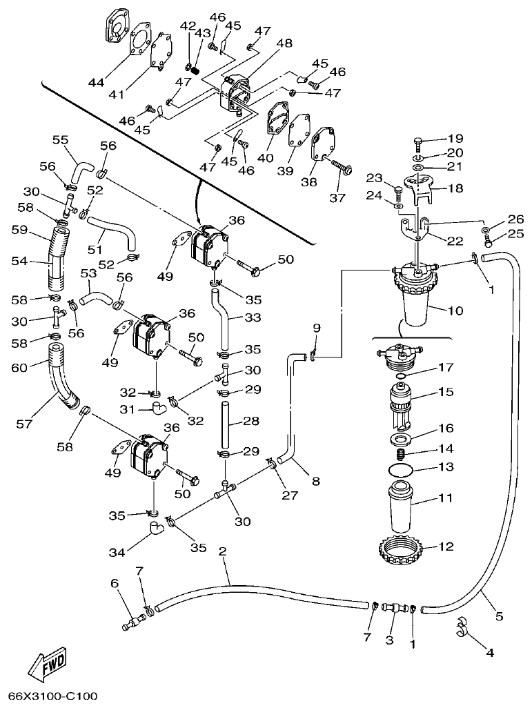 Yamaha 250BETO, L250BETO FUEL 1 parts diagram