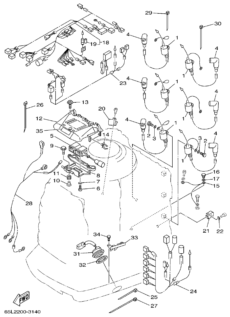 Yamaha 250BETO, L250BETO ELECTRICAL 2 parts diagram