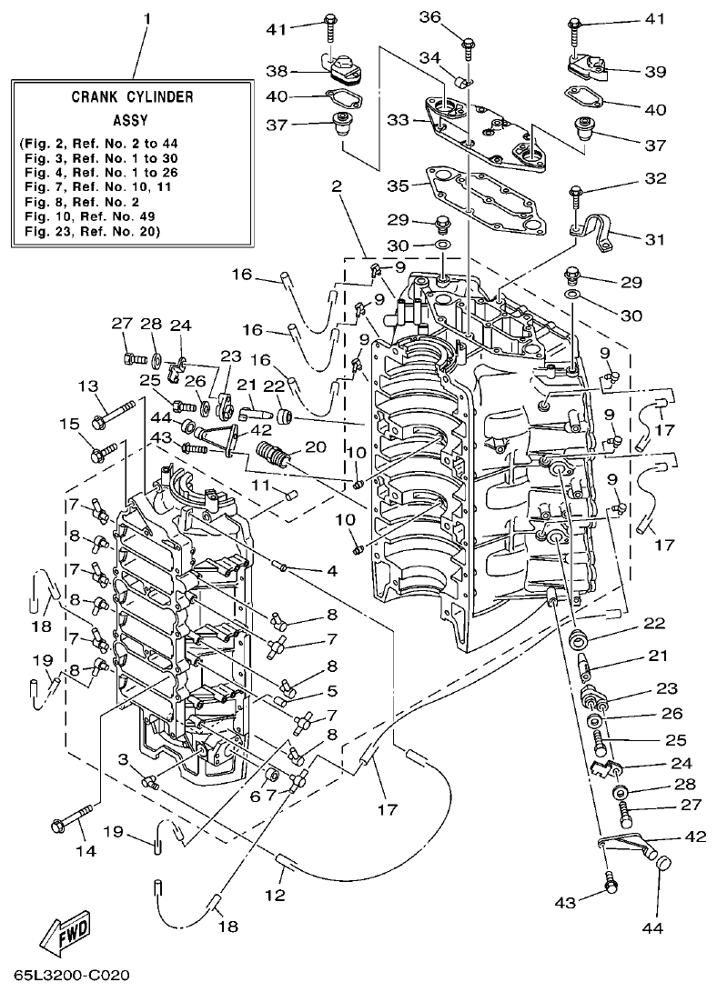 Yamaha 250BETO, L250BETO CYLINDER & CRANKCASE 1 parts diagram