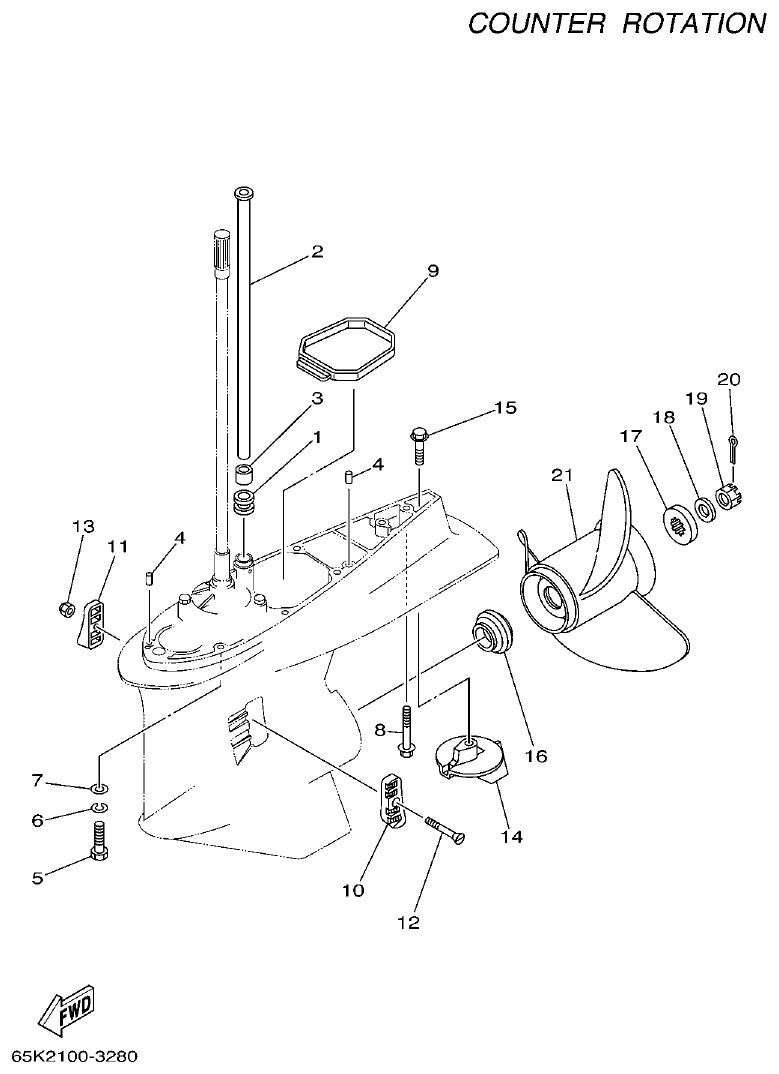 Yamaha 250BETO, L250BETO LOWER CASING & DRIVE 4 parts diagram
