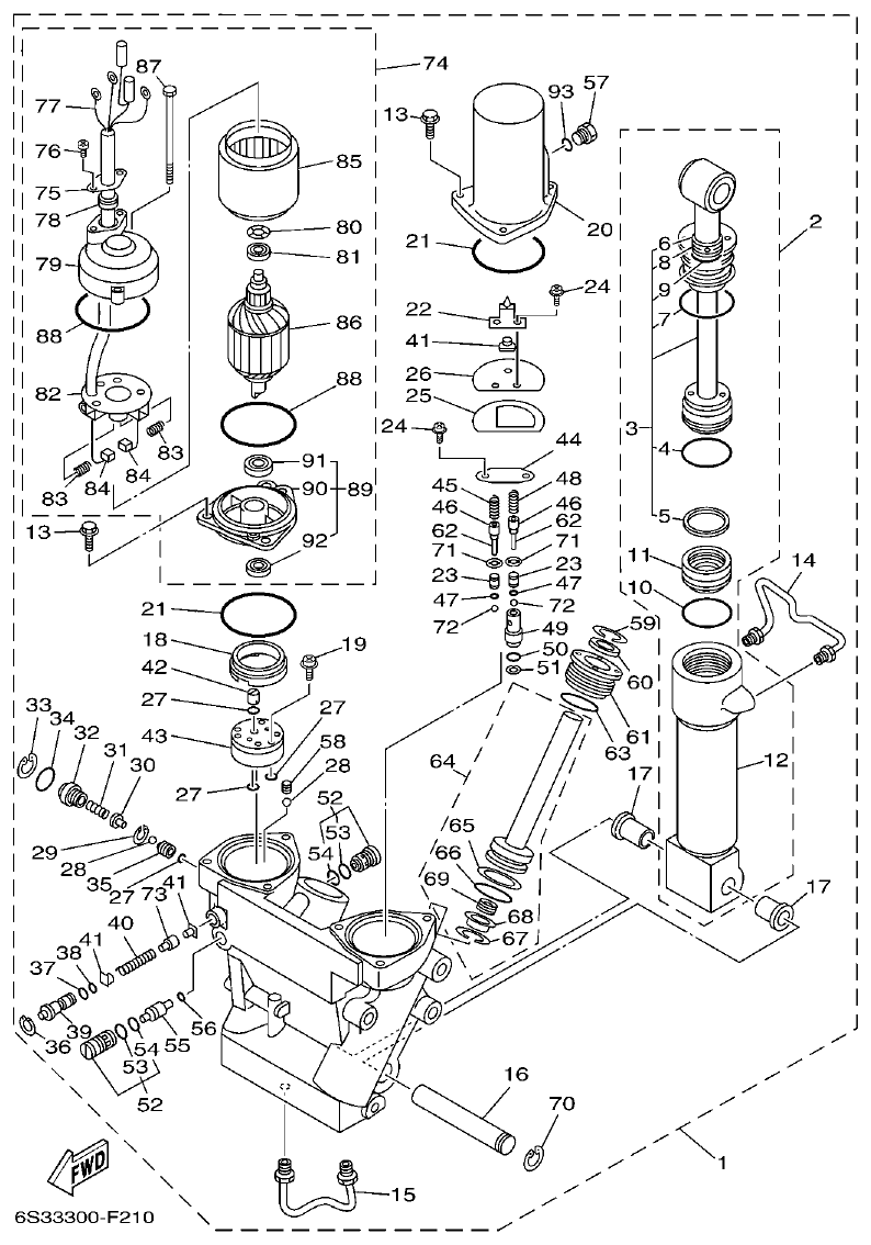 FIG. 21 — POWER TRIM & TILT ASSY