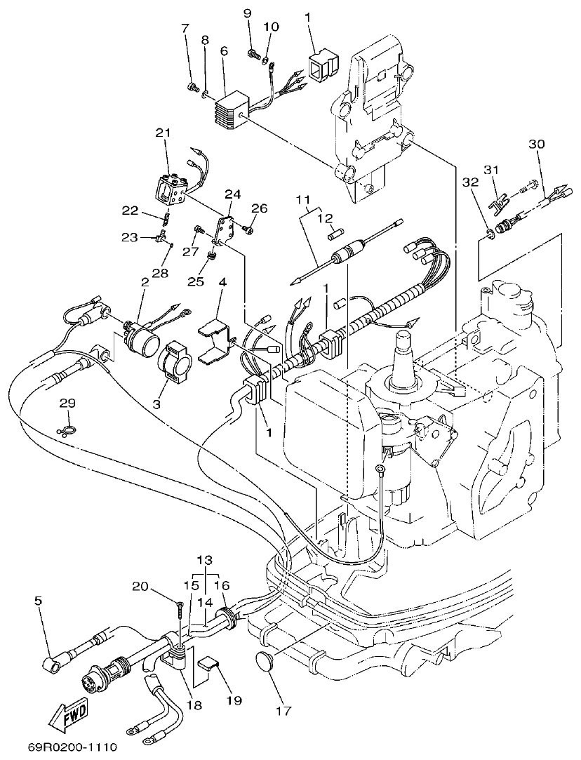 Yamaha E25B, E30H, 25B, 30H ELECTRICAL 3 parts diagram