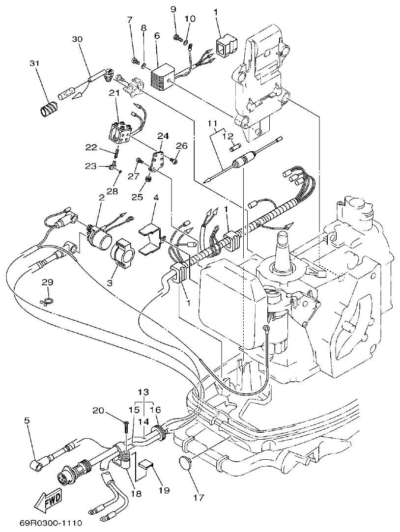 Yamaha E25B, E30H, 25B, 30H ELECTRICAL 4 parts diagram
