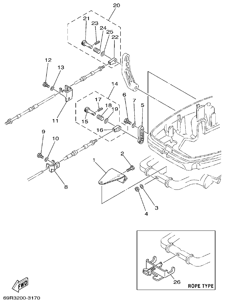 Yamaha E25B, E30H, 25B, 30H CONTROL 2 parts diagram