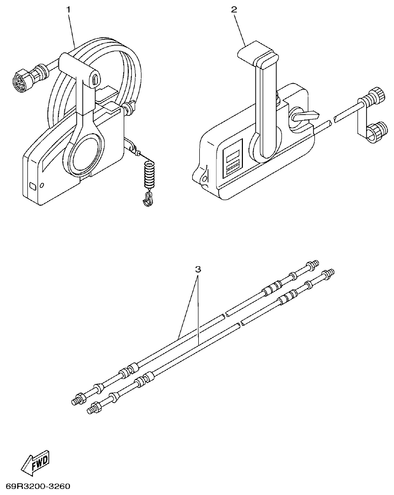 Yamaha E25B, E30H, 25B, 30H REMOTE CONTROL BOX parts diagram