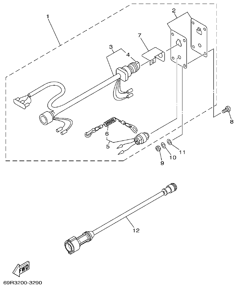 Yamaha E25B, E30H, 25B, 30H SWITCH & PANEL parts diagram