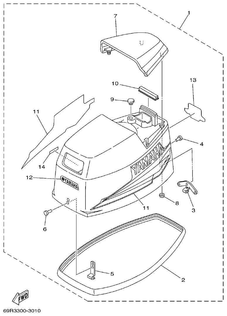 Yamaha 25BMH TOP COWLING parts diagram