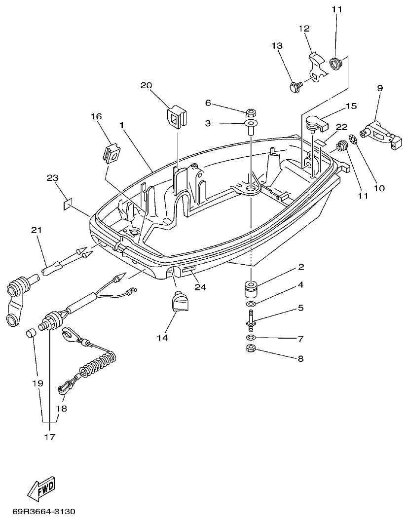 Yamaha 25BMH BOTTOM COWLING parts diagram