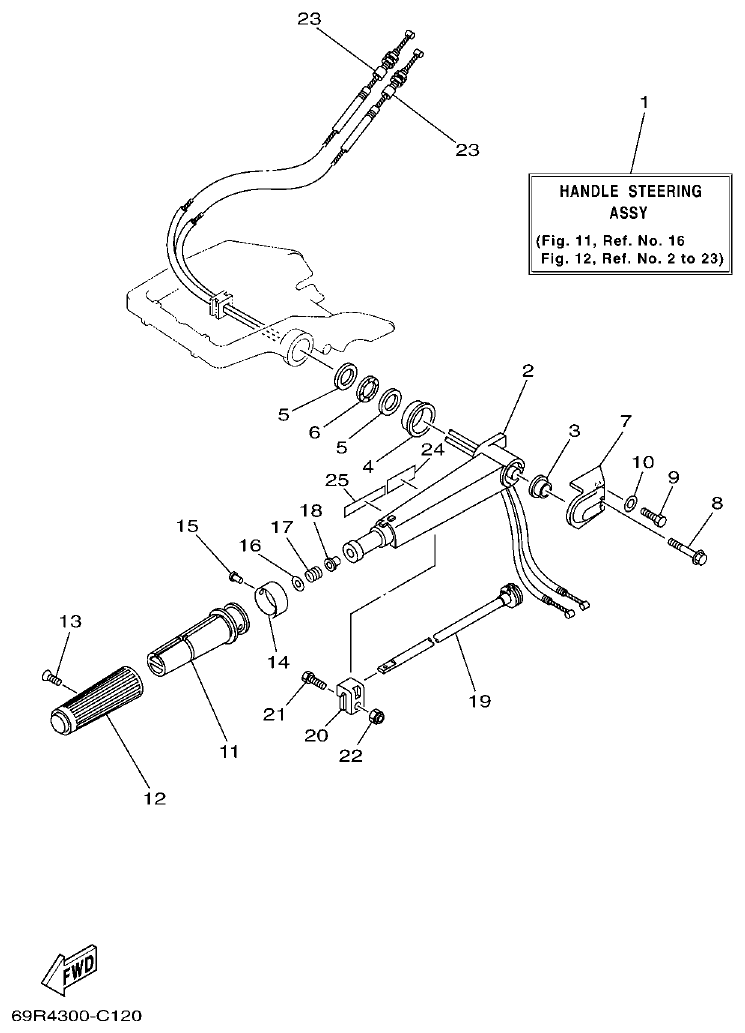Yamaha 25BMH STEERING parts diagram