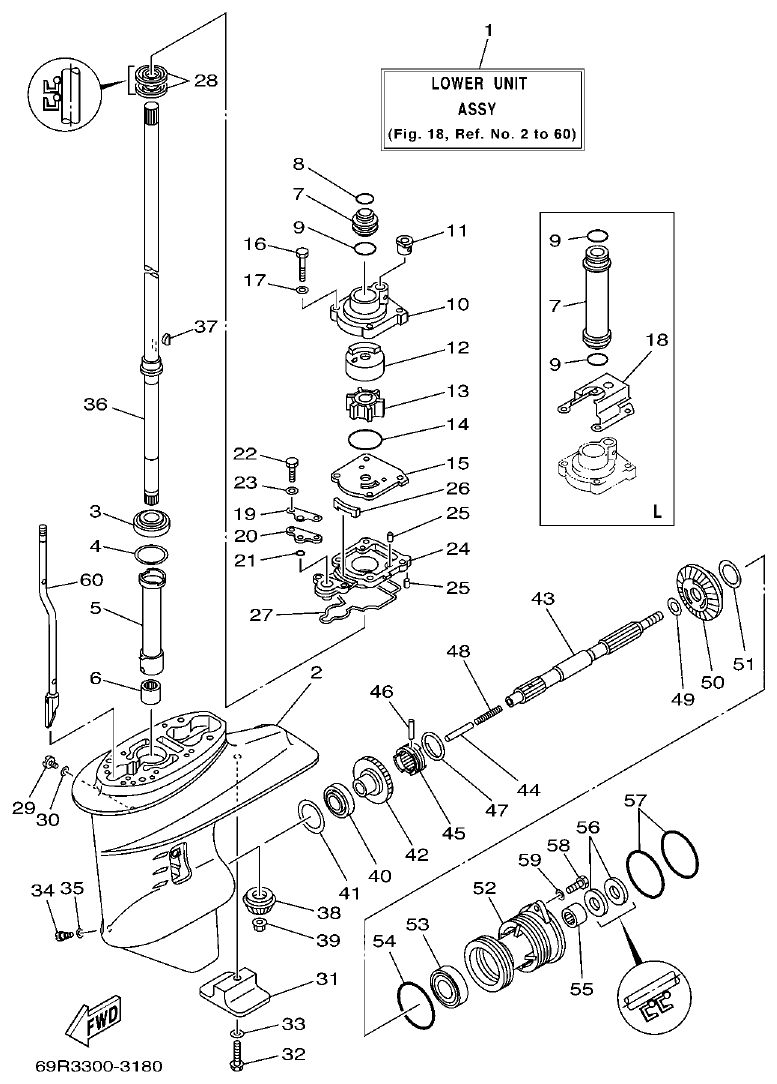 Yamaha 25BMH LOWER CASING & DRIVE 1 parts diagram