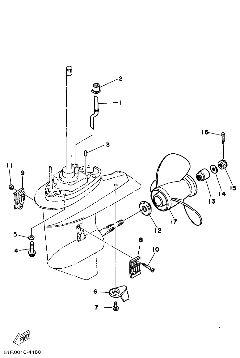 Yamaha 25BMH LOWER CASING & DRIVE 2 parts diagram