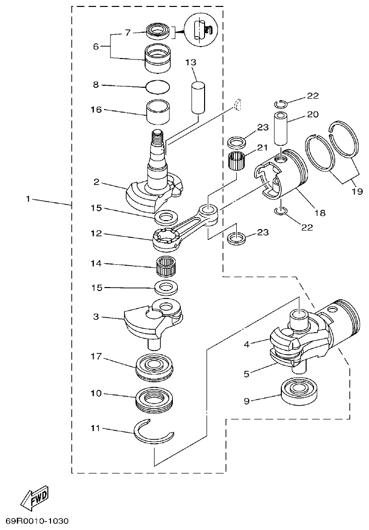 Yamaha 25BMH CRANKSHAFT & PISTON parts diagram