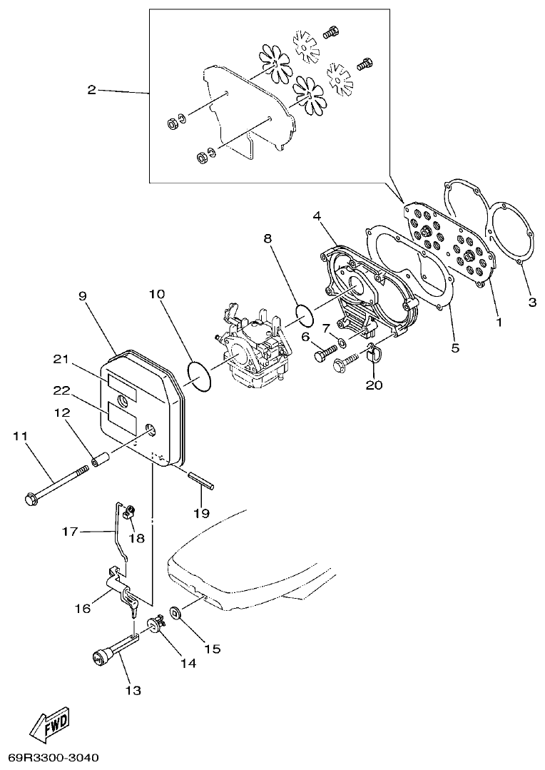 Yamaha 25BMH INTAKE parts diagram