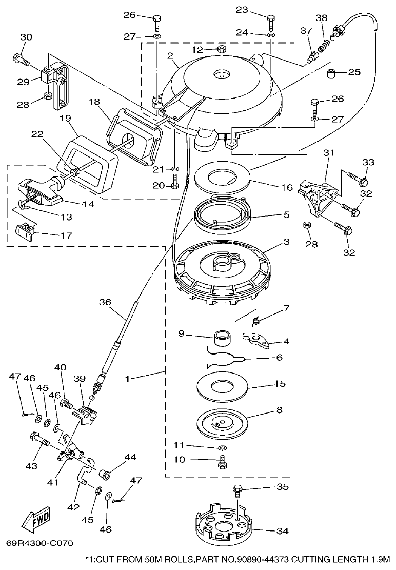 Yamaha 25BMH STARTER parts diagram