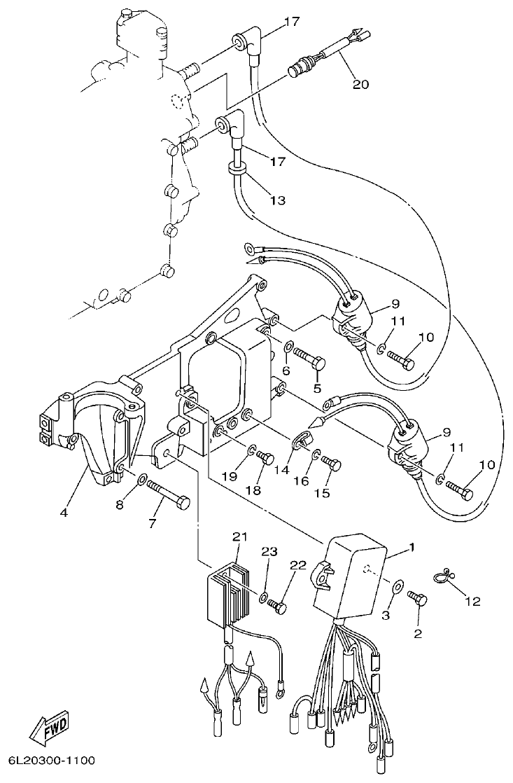 Yamaha 20D, 25N ELECTRICAL 1 parts diagram