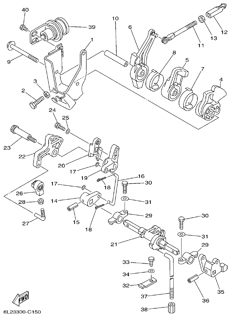 Yamaha 20D, 25N CONTROL 1 parts diagram