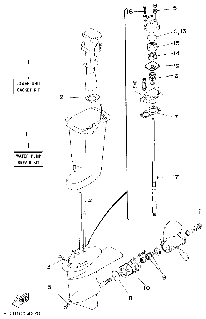 Yamaha 20D, 25N REPAIR KIT 2 parts diagram