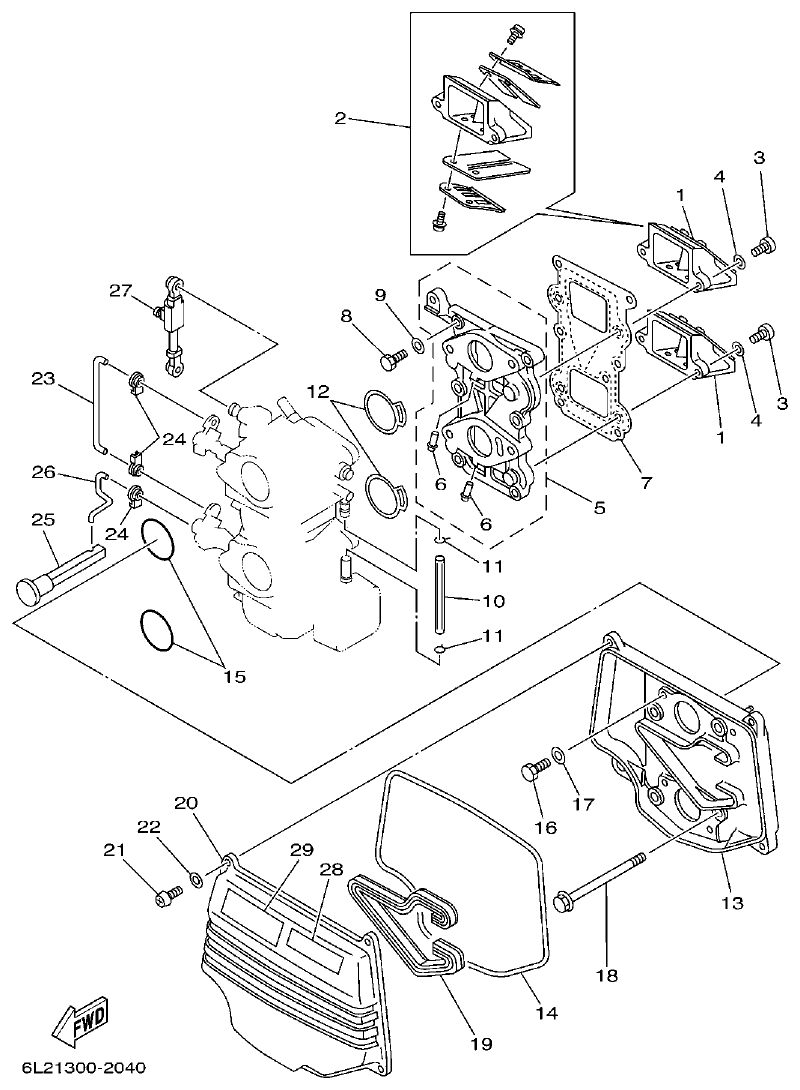 Yamaha 20D, 25N INTAKE parts diagram