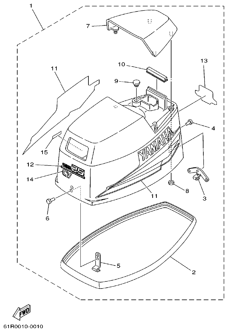 Yamaha 30GMH TOP COWLING parts diagram