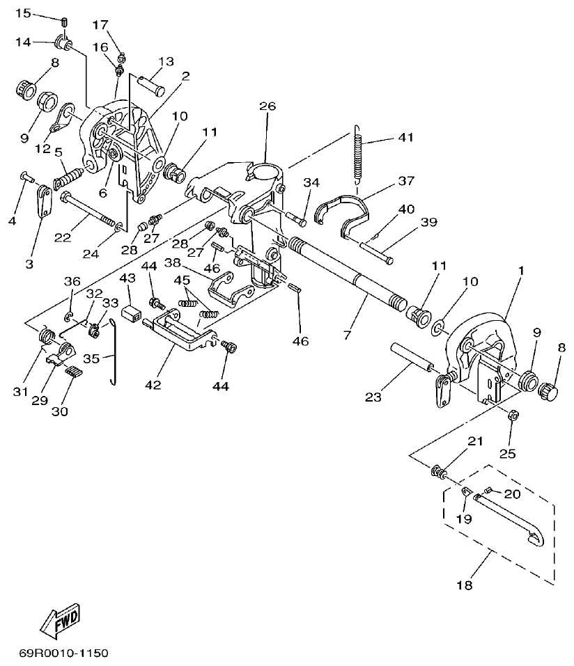 Yamaha 30GMH BRACKET 1 parts diagram
