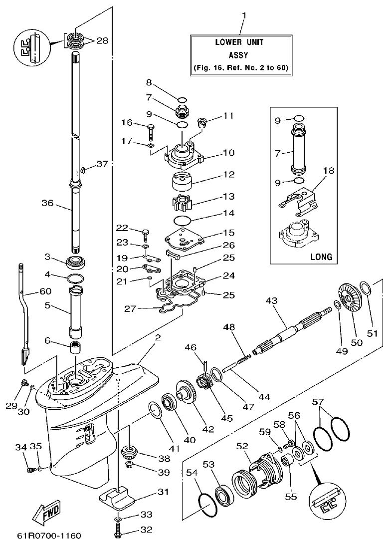 Yamaha 30GMH LOWER CASING. DRIVE 1 parts diagram