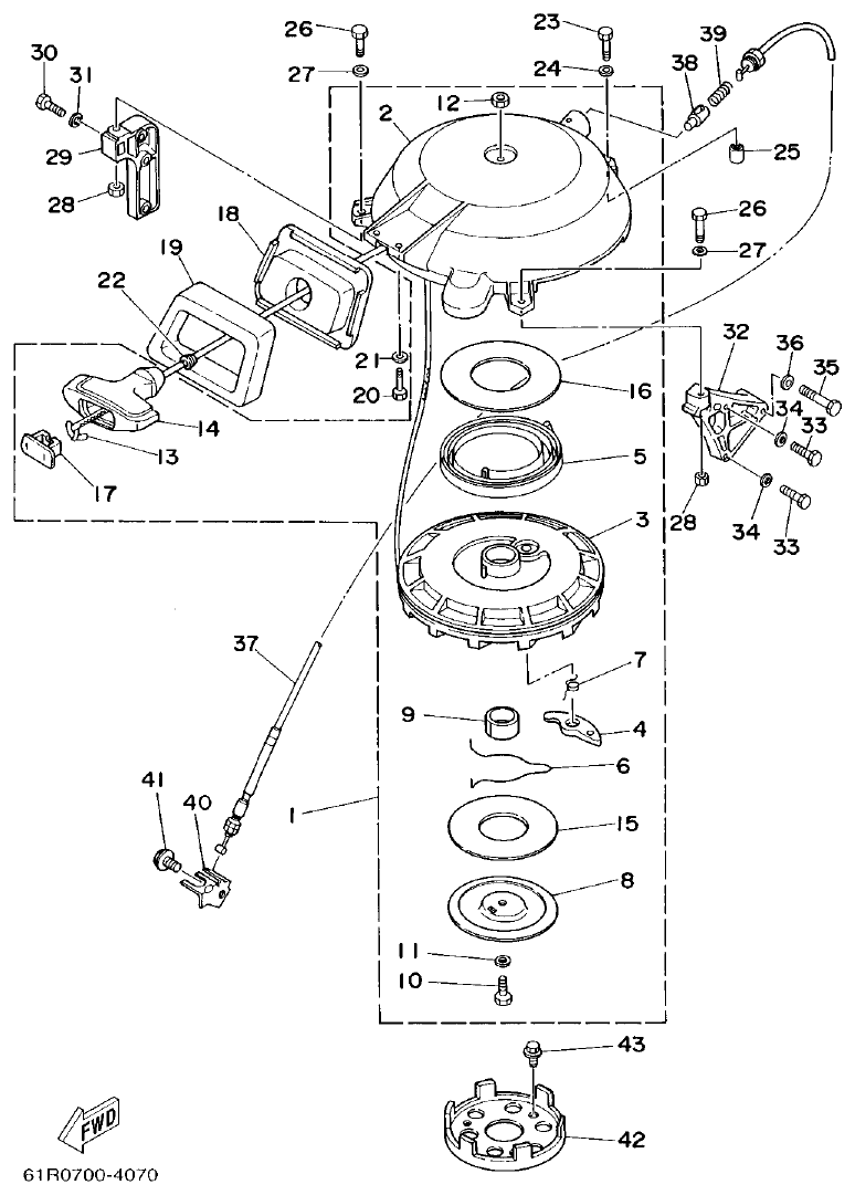 Yamaha 30GMH STARTER parts diagram