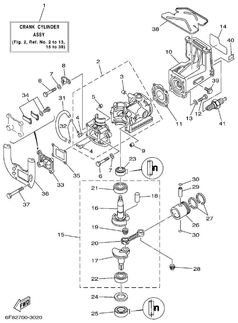 Yamaha 2CMH CYLINDER & CRANKCASE parts diagram