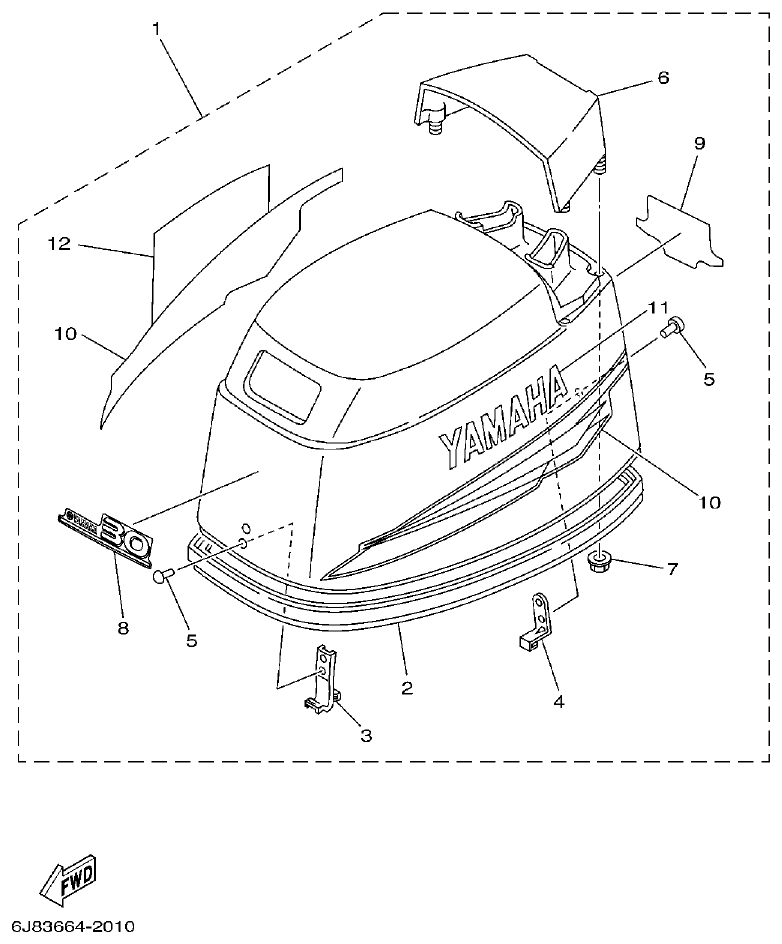 Yamaha 30DMH TOP COWLING parts diagram
