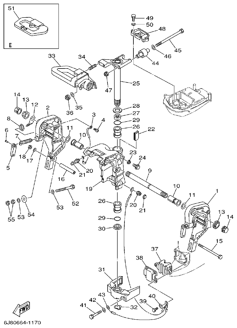 Yamaha 30DMH BRACKET 1 parts diagram