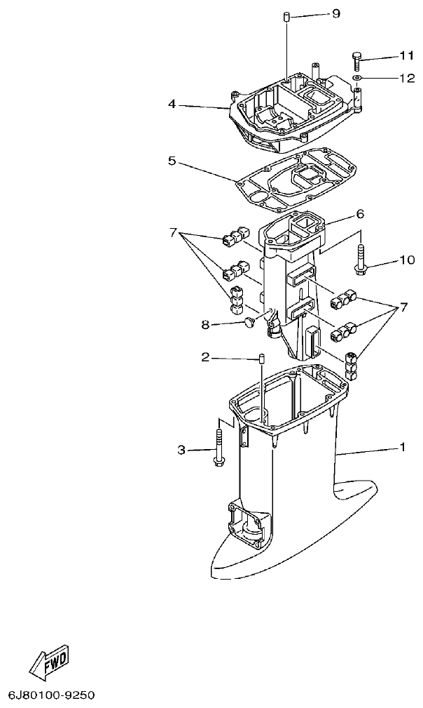 Yamaha 30DMH UPPER CASING parts diagram