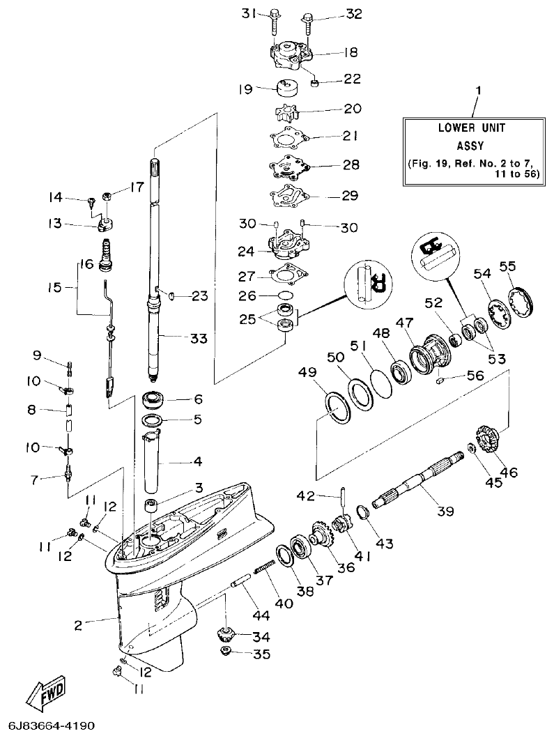 Yamaha 30DMH LOWER CASING. DRIVE 1 parts diagram