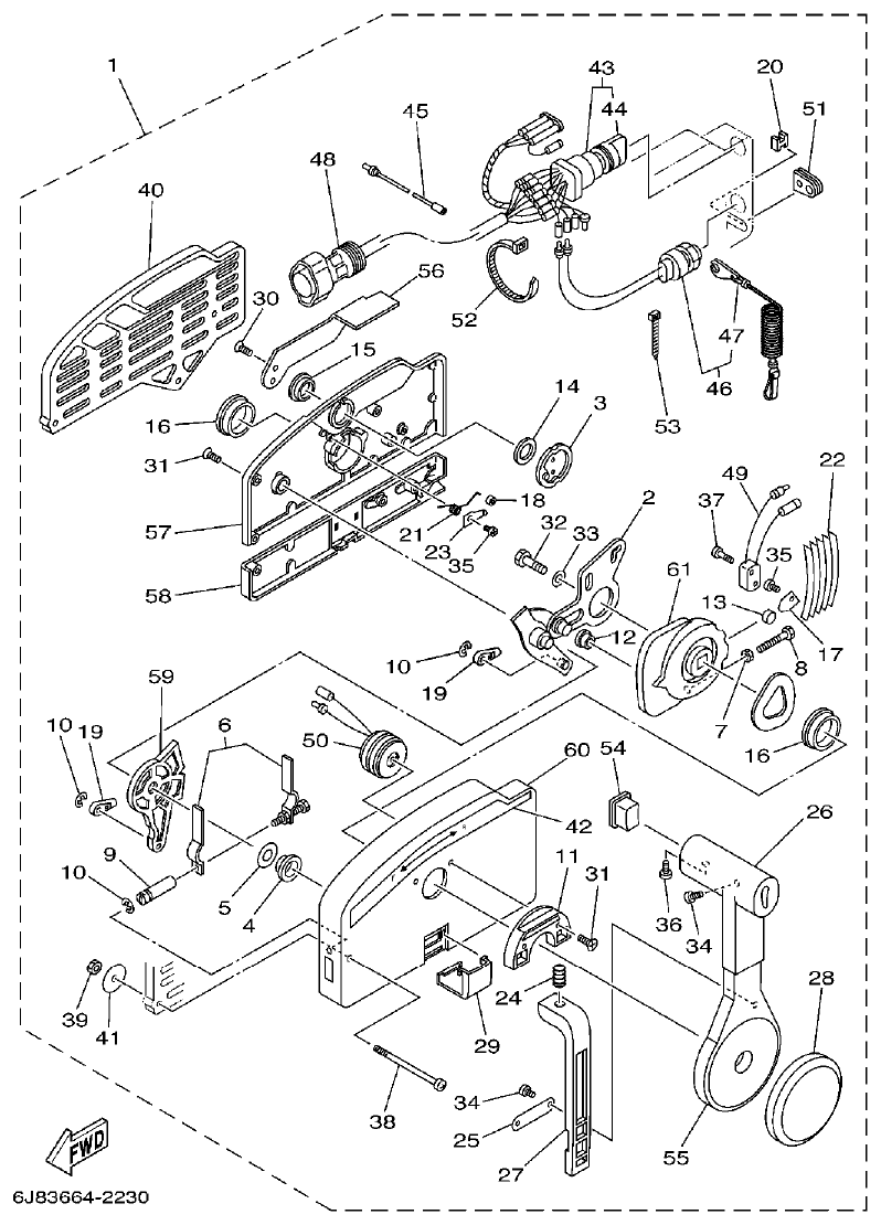 Yamaha 30DMH REMOTE CONTROL ASSY parts diagram