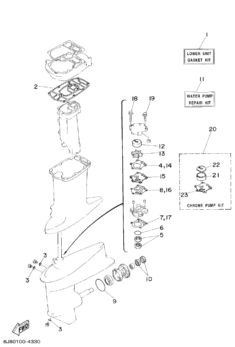 Yamaha 30DMH REPAIR KIT 2 parts diagram
