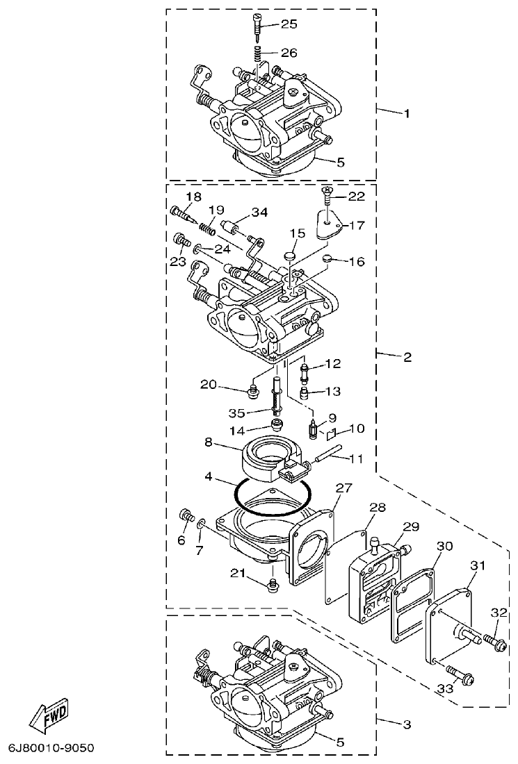 Yamaha 30DMH CARBURETOR parts diagram