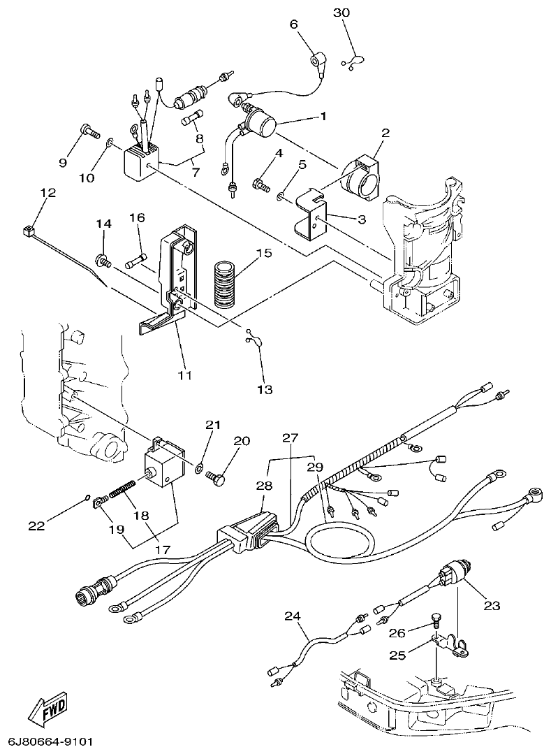 Yamaha 30DE, 30DMH ELECTRICAL 2 parts diagram