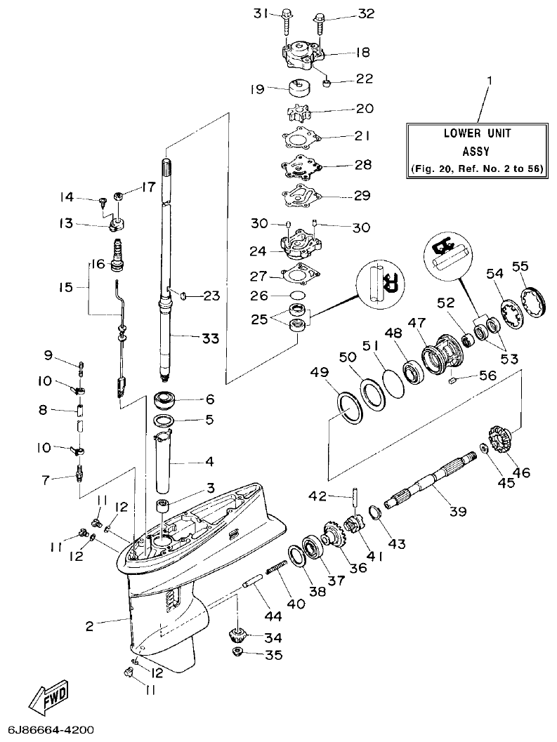 Yamaha 30DE, 30DMH LOWER CASING & DRIVE 1 parts diagram