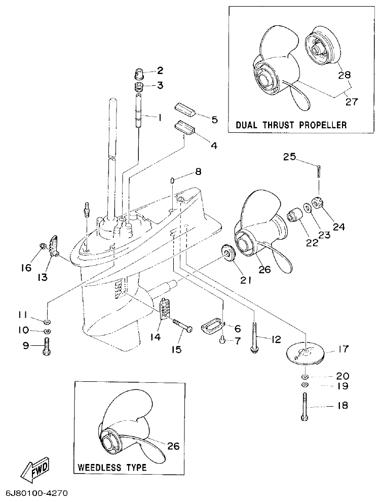 Yamaha 30DE, 30DMH LOWER CASING & DRIVE 2 parts diagram