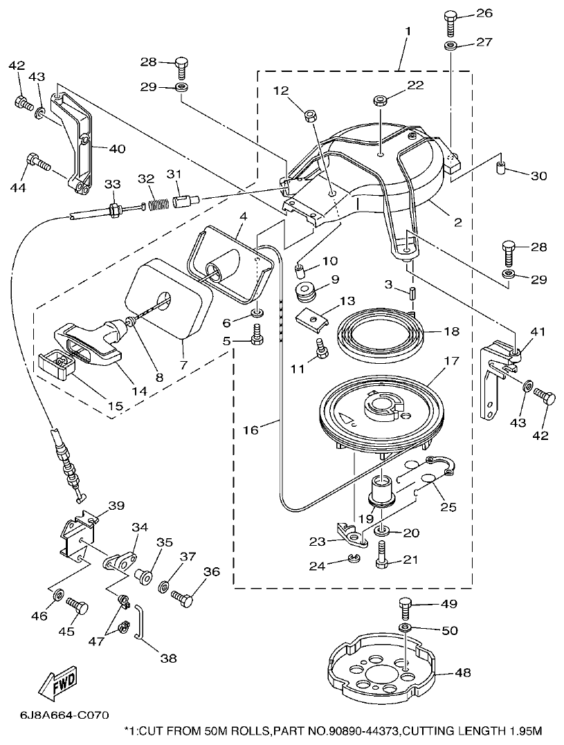Yamaha 30DE, 30DMH STARTER parts diagram