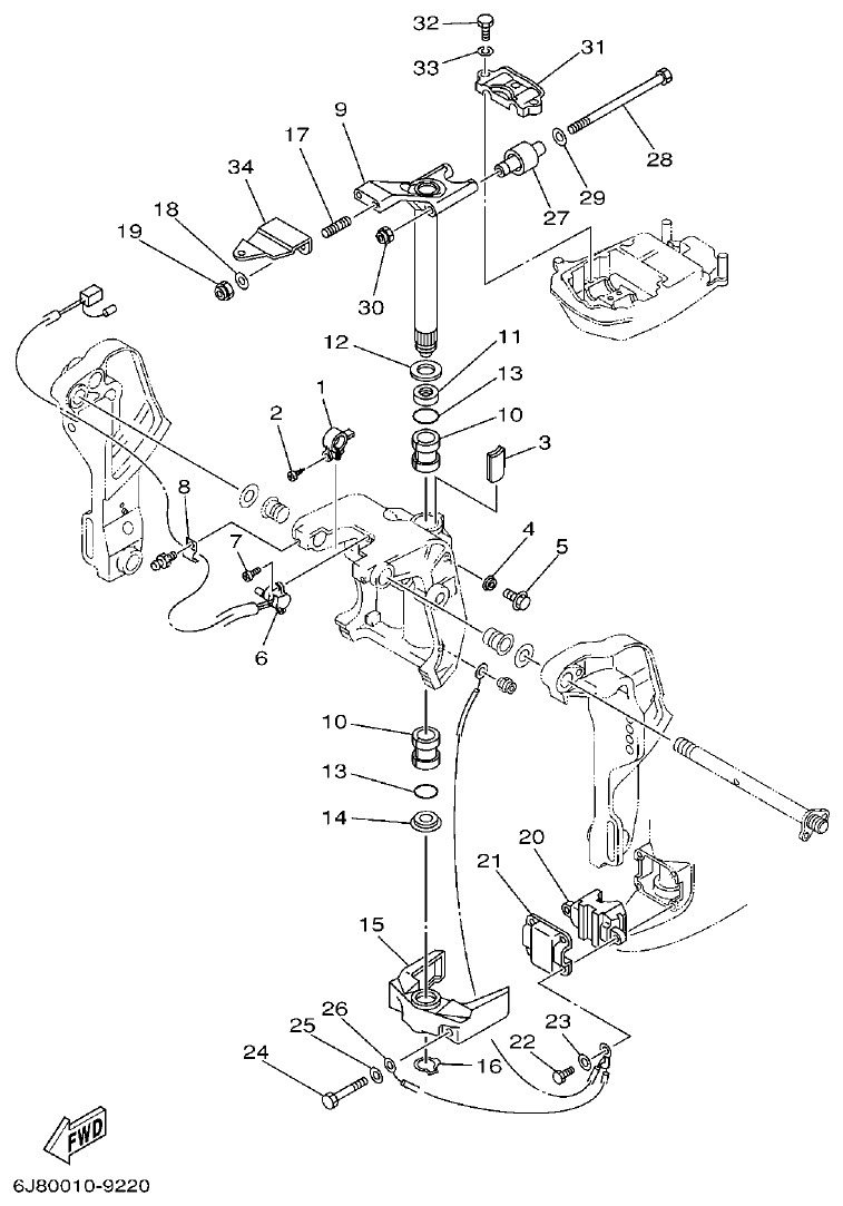 Yamaha 30DEO, 30DMHO, 30DETO BRACKET 4 parts diagram