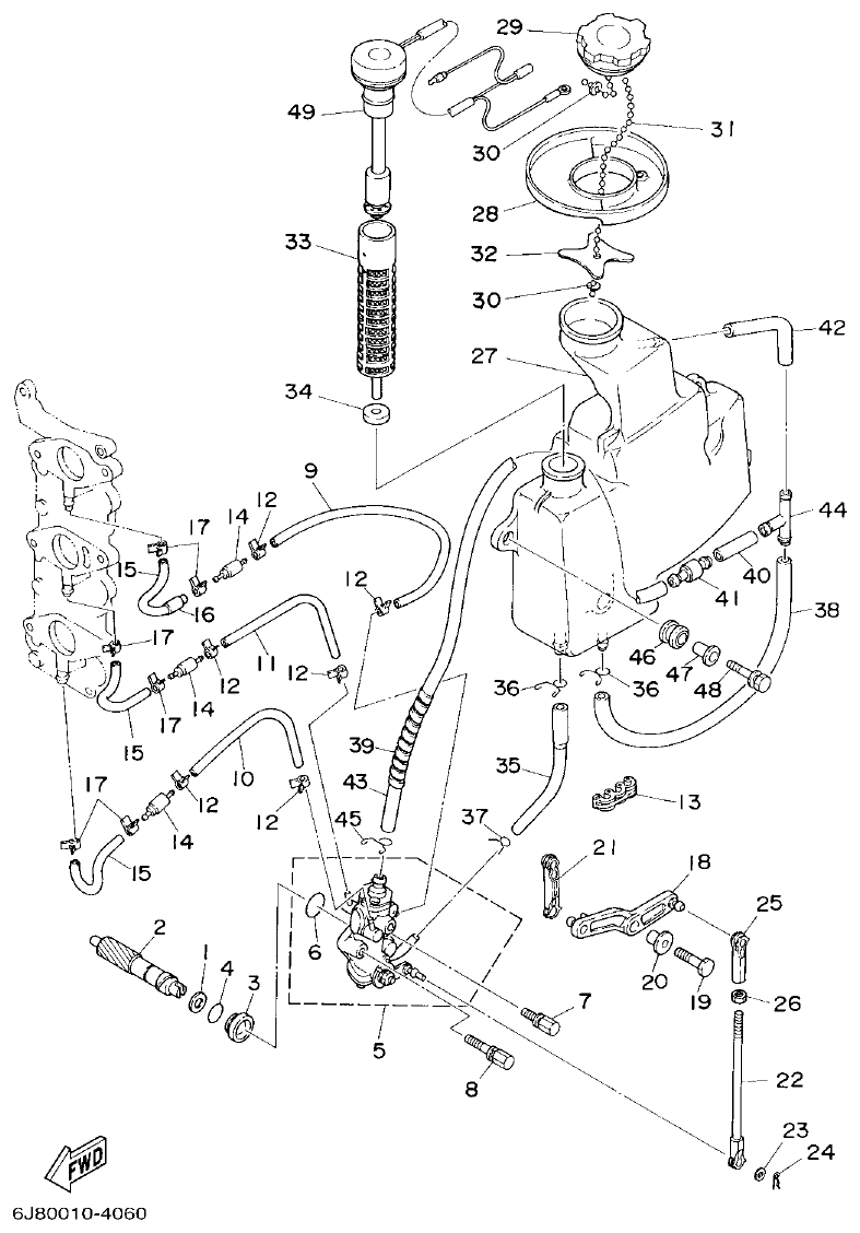 Yamaha 30DEO, 30DMHO, 30DETO OIL PUMP parts diagram