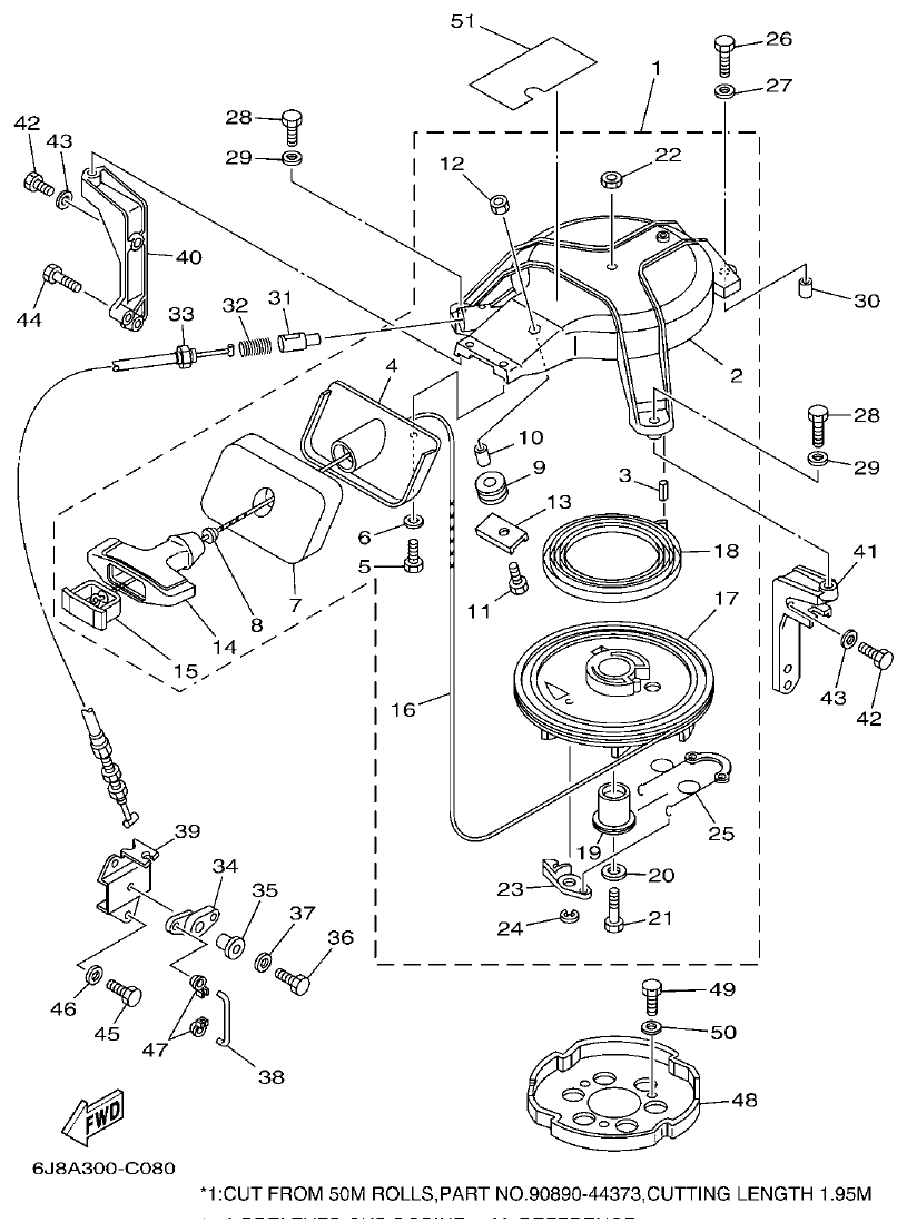 Yamaha 30DEO, 30DMHO, 30DETO STARTER parts diagram