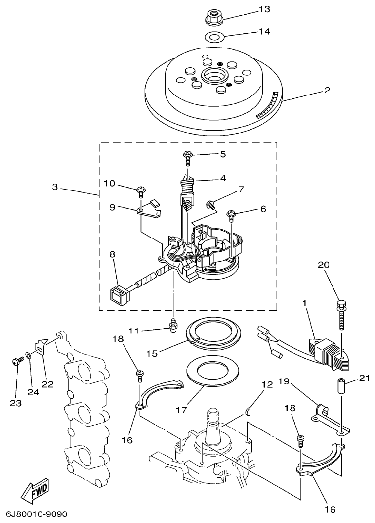Yamaha 30DETO GENERATOR parts diagram