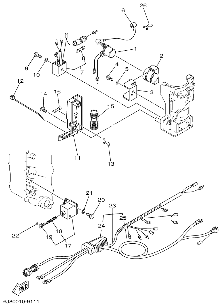 Yamaha 30DETO ELECTRICAL 2 parts diagram