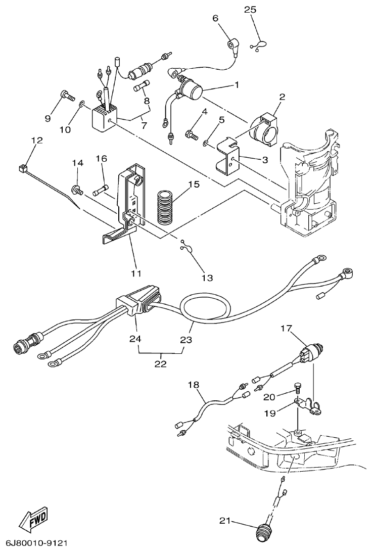 Yamaha 30DETO ELECTRICAL 3 parts diagram