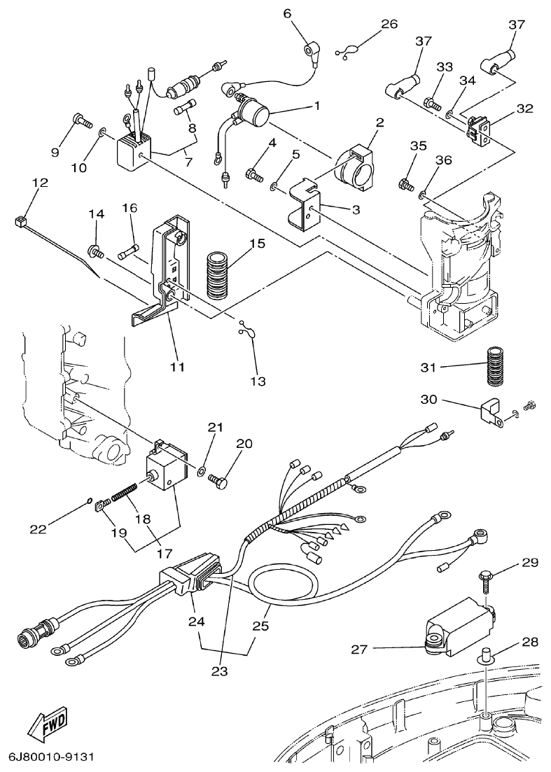 Yamaha 30DETO ELECTRICAL 4 parts diagram