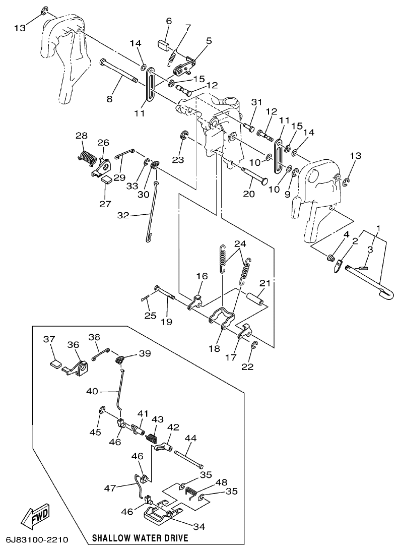 Yamaha 30DETO BRACKET 2 parts diagram