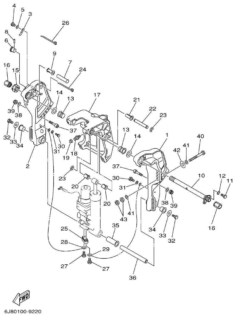 Yamaha 30DETO BRACKET 3 parts diagram