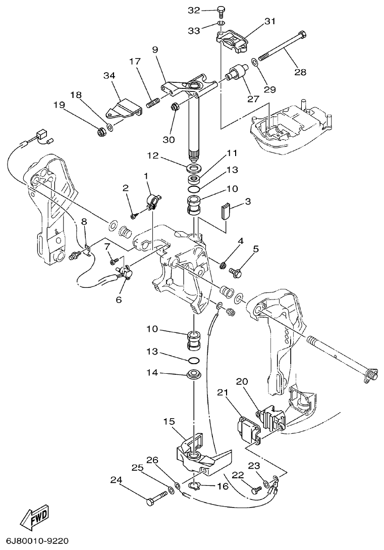 Yamaha 30DETO BRACKET 4 parts diagram