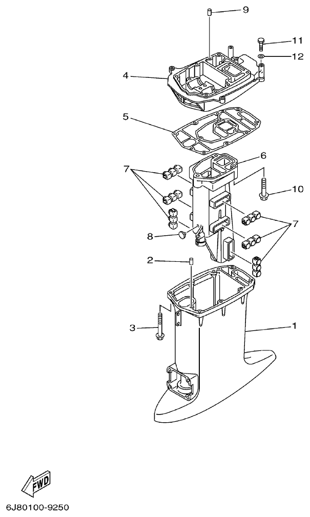 Yamaha 30DETO UPPER CASING parts diagram